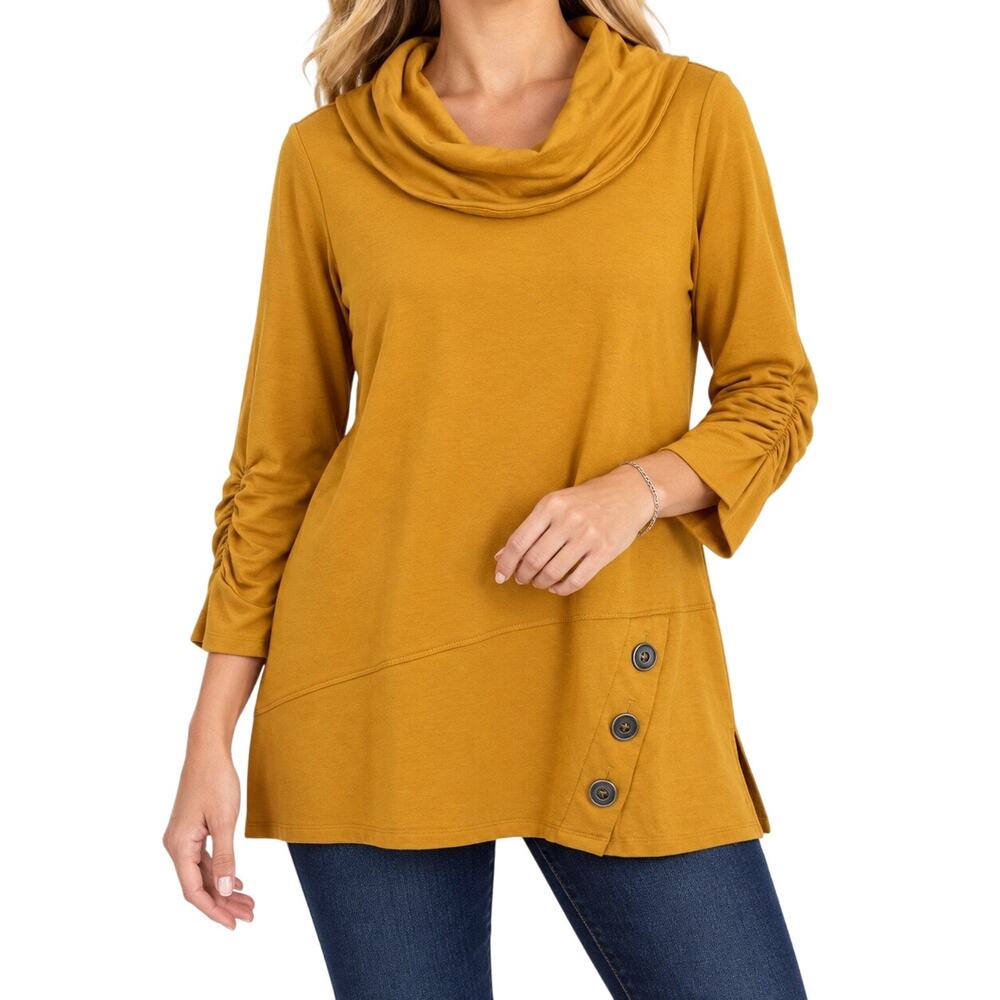Ali Miles Sz Medium Yellow Wearable Art to Wear Blouse Shirt Top Fall Artsy